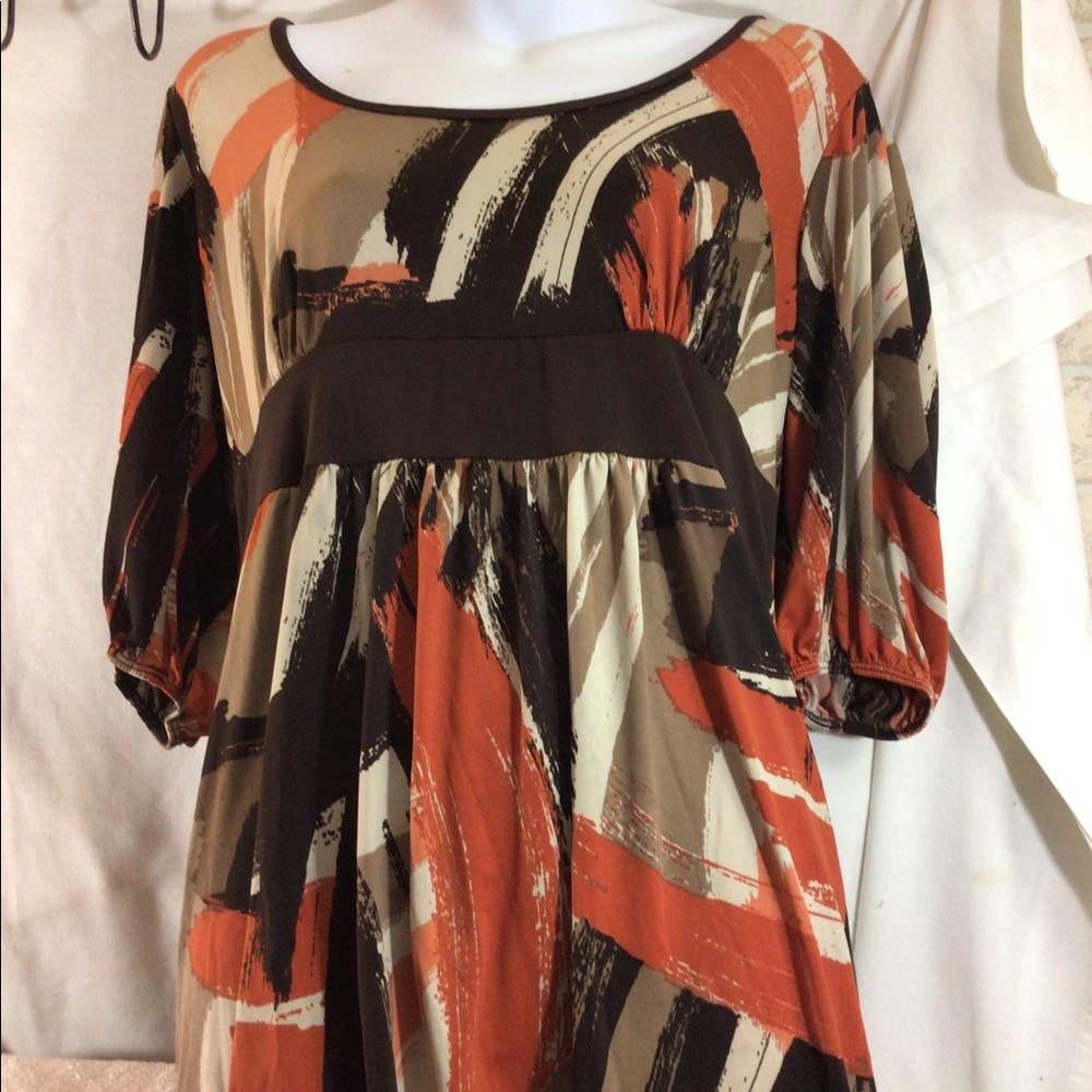 Woman’s Sz 2XL ORANGE USA 1/4 Slv Multicolor Shirt
